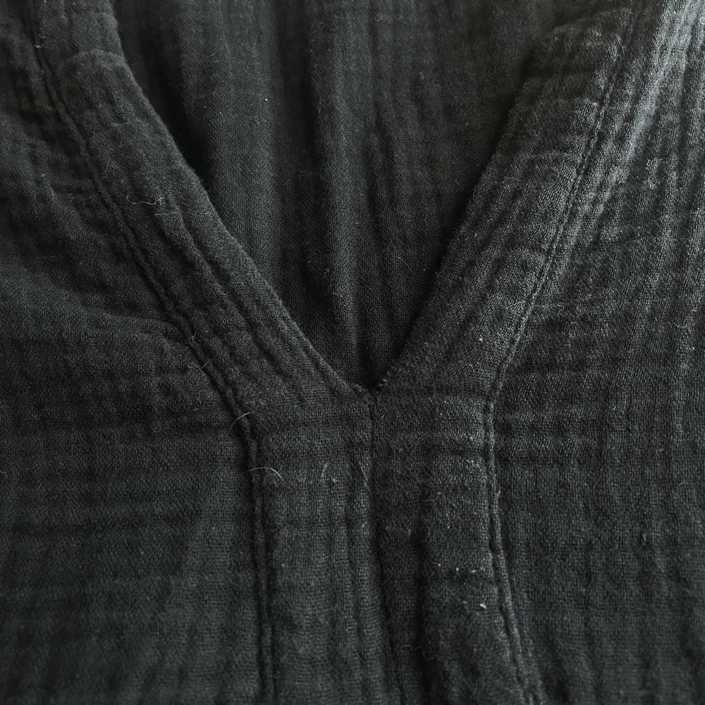 Monrow Easy Fit Black Cotton Popover Swing Dress Medium Neutral Capsule Wardrobe - Picture 10 of 10